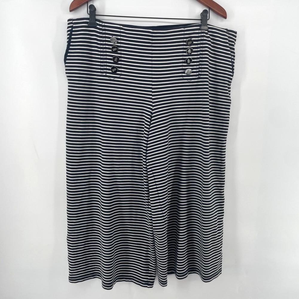 LAUREN Ralph Lauren Sailor Wide-Leg Cropped Pant Size XL Navy Blue White 37Wx20L